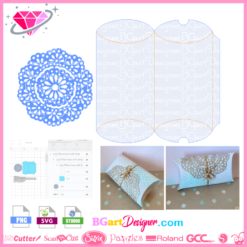 Pillow box with doily svg cricut silhouette, pillow box svg download, Doilies Digital Flower Die Cut svg cricut