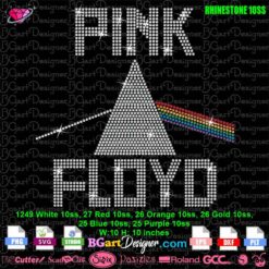 Pink Floyd Dark Side of the Moon rhinestone template, 10SS crystal design for DIY crafts and t-shirts