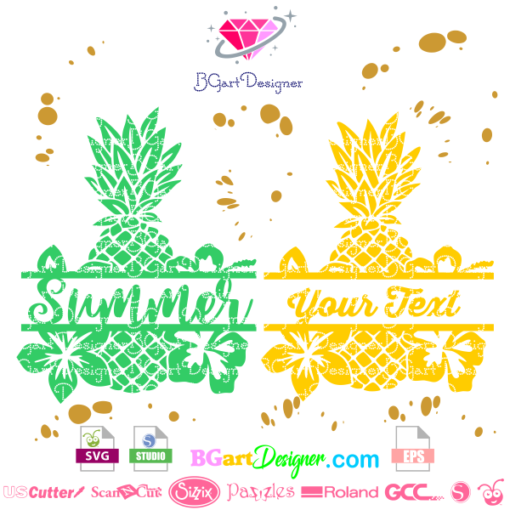 Pineapple svg, tropical flowers svg, summer svg, Pineapple hearts, Pineapple Monogram, Pineapple Monogram frame, Pineapple split monogram