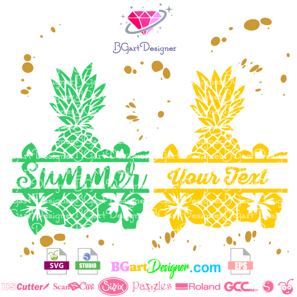 Download Lllápineapple With Tropical Flower Split The Best Cut Files SVG, PNG, EPS, DXF File