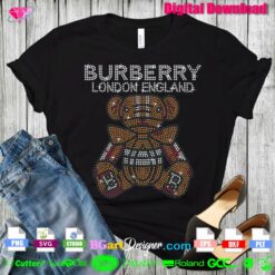 burberry bear rhinestone svg cricut, burberry logo teddy bear bling download