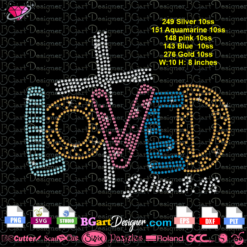 loved cross john 3:16 rhinestone template svg cricut silhouette, loved cross digital bling template, download loved cross bible svg plt file