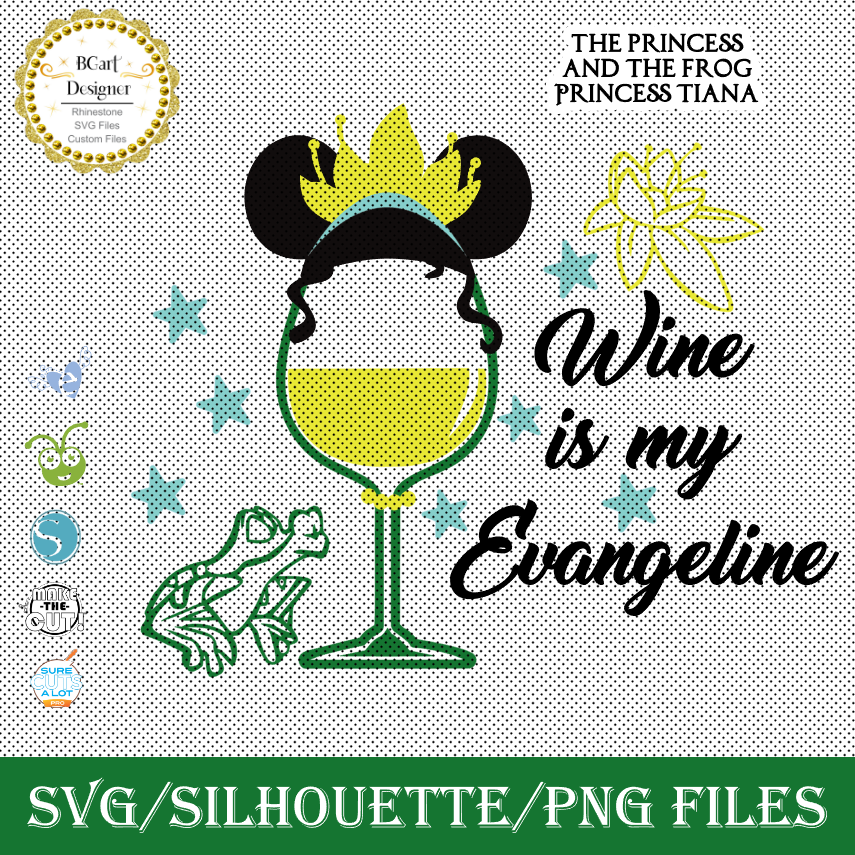 Download Lllá…princess Tiana Wine Glass Bgartdesigner Cricut And Silhouette Designs