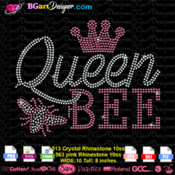 Queen Bee rhinestone SVG file for Cricut Silhouette, download queen bee bling transfer svg