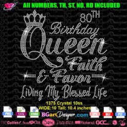 birthday queen faith bling digital rhinestone transfer download