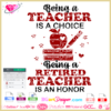 Being a teacher is a choice being a retired teacher is an honor layered svg cricut silhouette, teacher retired svg bling, teacher cuttable template svg, retired apple books svg cut file