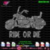 ride or die motorcycle rhinestone svg, motorcycle rhinestone template svg cricut