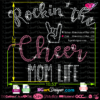 Rockin' the Cheer Mom Life rhinestone SVG, instant download, hotfix iron on transfer, vector cricut files, silhouette cameo file