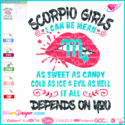 Scorpio girls lips svg, sweet candy cold ice evil hell svg, depends on you cricut silhouette, biting chain gold lips scorpio slay