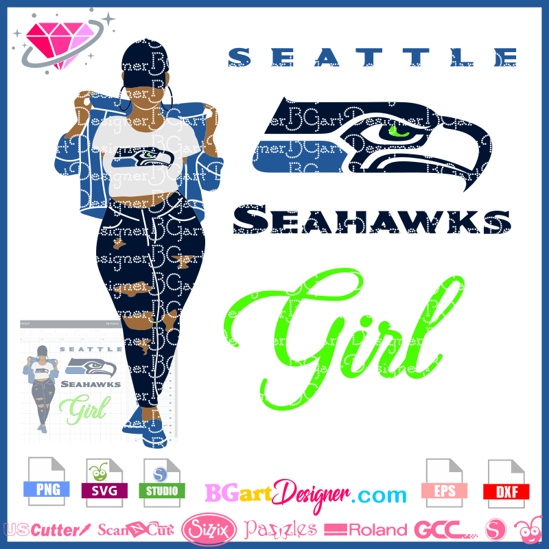 Football Babe Seattle Seahawks Sublimation Png