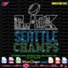 Seattle Champs super bowl LX rhinestone SVG and PLT template preview showing crystal layout for rhinestone cutting machines