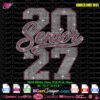 Senior 2027 rhinestone template for SS10 stones in white and pink with SVG and PLT cut files
