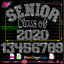senior class of 2020 rhinestone svg, cricut cut file, silhouette cameo, iron on template, hotfix, class of 2020 svg, proud graduate svg