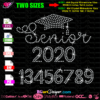 Senior graduation cap rhinestone template, senior 2020 rhinestone svg, senior 2021 bling svg, senior svg cricut, senior cut file silhouette