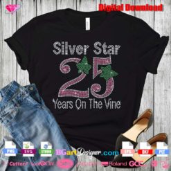 silver star 25 years on the vine digital bling rhinestone template svg