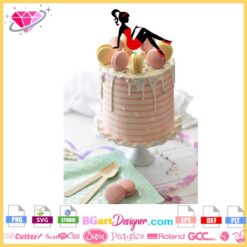 sitting girl high heel ponytail cake topper svg cricut layered vector download