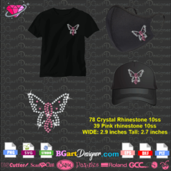 small butterfly pink ribbon rhinestone svg, pink ribbon cancer face mask bling, face mask rhinestone template svg cricur silhouette, download digital bling butterfly awareness