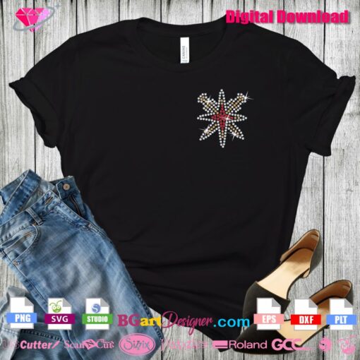 small vegas golden knights rhinestone tshirt, vgk logo bling rhinestone svg cricut download