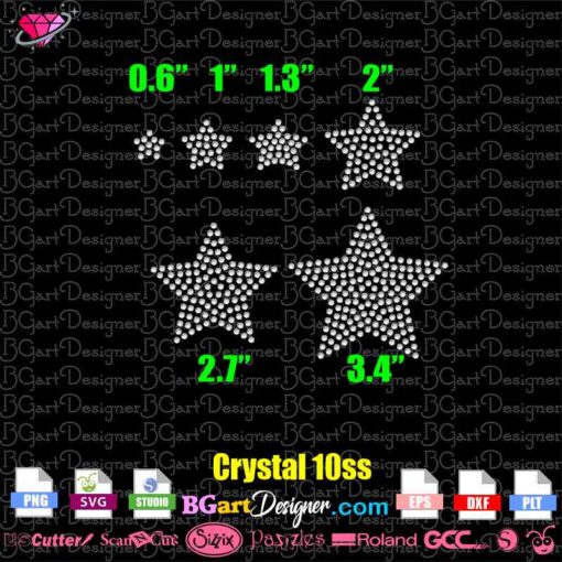 small medium big Star rhinestone template svg cricut silhouette, bundle stars rhinestone template various sizes file, download star rhinestone digital template