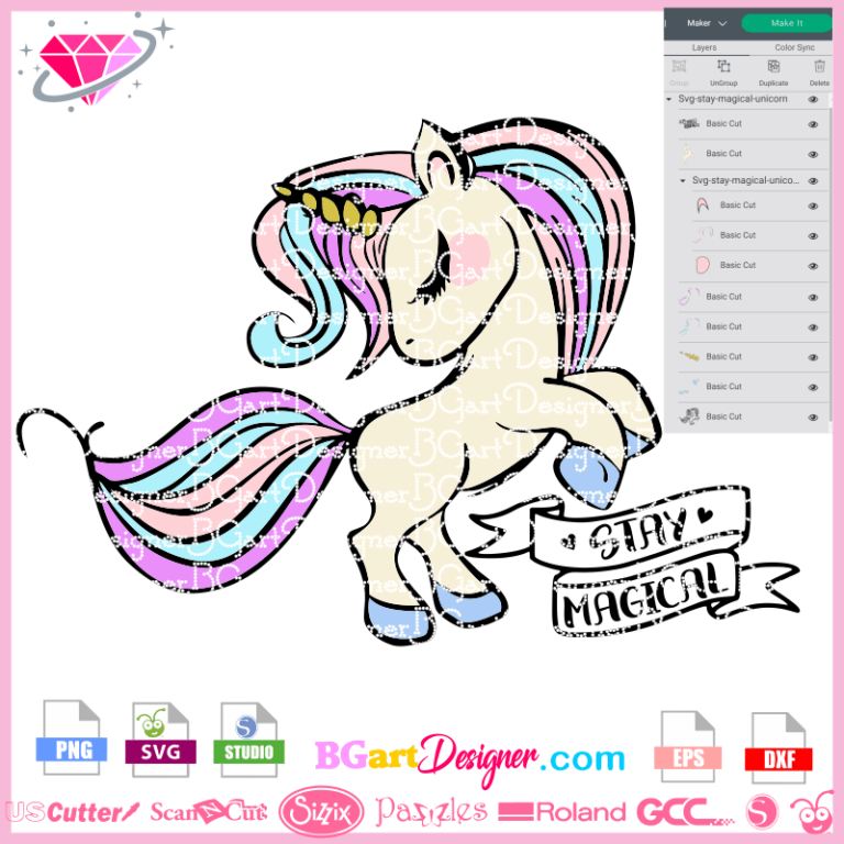 Download lllᐅStay Magical Unicorn SVG - cricut Silhouette svg layered htv