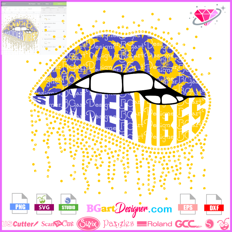 Download Lllá…summer Vibes Lips Svg Dripping Biting Svg Cricut Silhouette Dxf