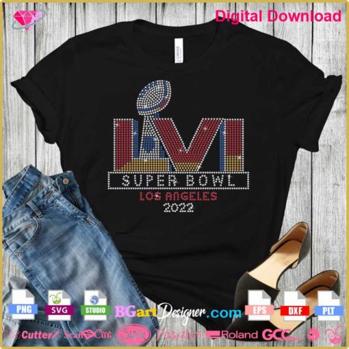 download super bowl logo rhinestone template, super bowl bling digital cricut silhouette file