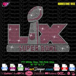 Super Bowl 2026 LIX football logo rhinestone template for shirts using super bowl rhinestone svg