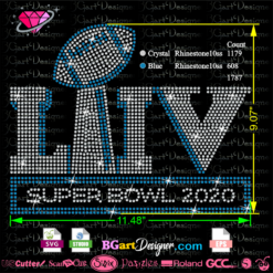 super bowl liv 2020 svg rhinestone digital template, american football 100 th aniversary transfer iron on, super bowl svg cricut silhouette file, super bowl 2020 logo svg hot fix download