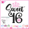 sweet 16 crown svg cricut silhouette, sweet 16 lips svg download, sweet sixteen lips svg, birthday girl svg cut file