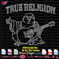 true religion buddha rhinestone svg, true religion bling digital template, true religion logo rhinestone download