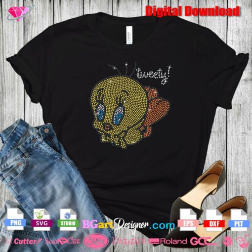 tweety bird bling rhinestone transfer svg download