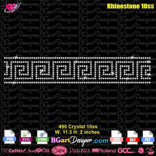 versace border 2 inches jogger rhinestone template svg, versace pattern rhinestone transfer svg