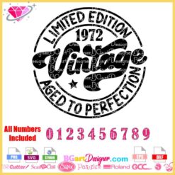 limited edition vintage aged to perfection svg, birthday vintage svg cricut