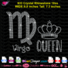 Virgo queen rhinestone download, Virgo rhinestone svg cricut silhouette, Virgo bling svg crown digital file