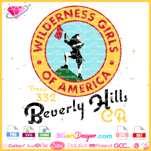 wilderness girls of america svg download, wilderness girls Bervely Hills cricut silhouette, wilderness girl patch png transparent download