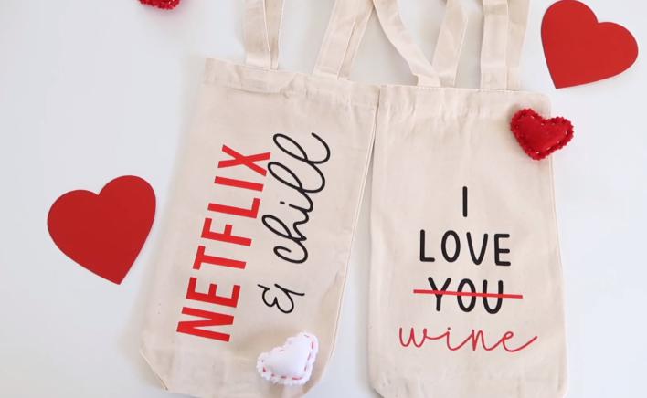 wine bags valentine's day DIY'S with cricut