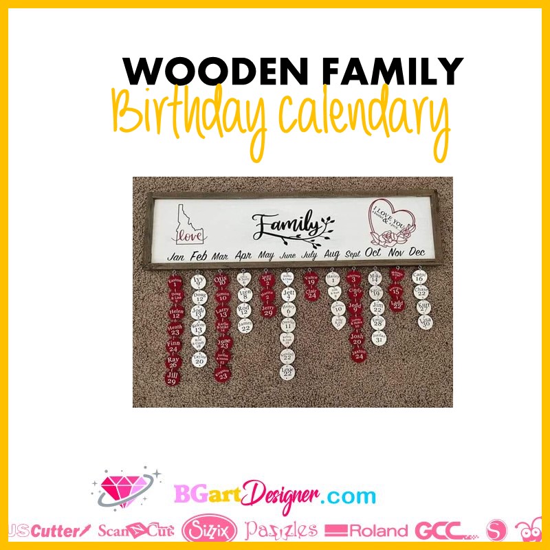 wooden family birthday calendary